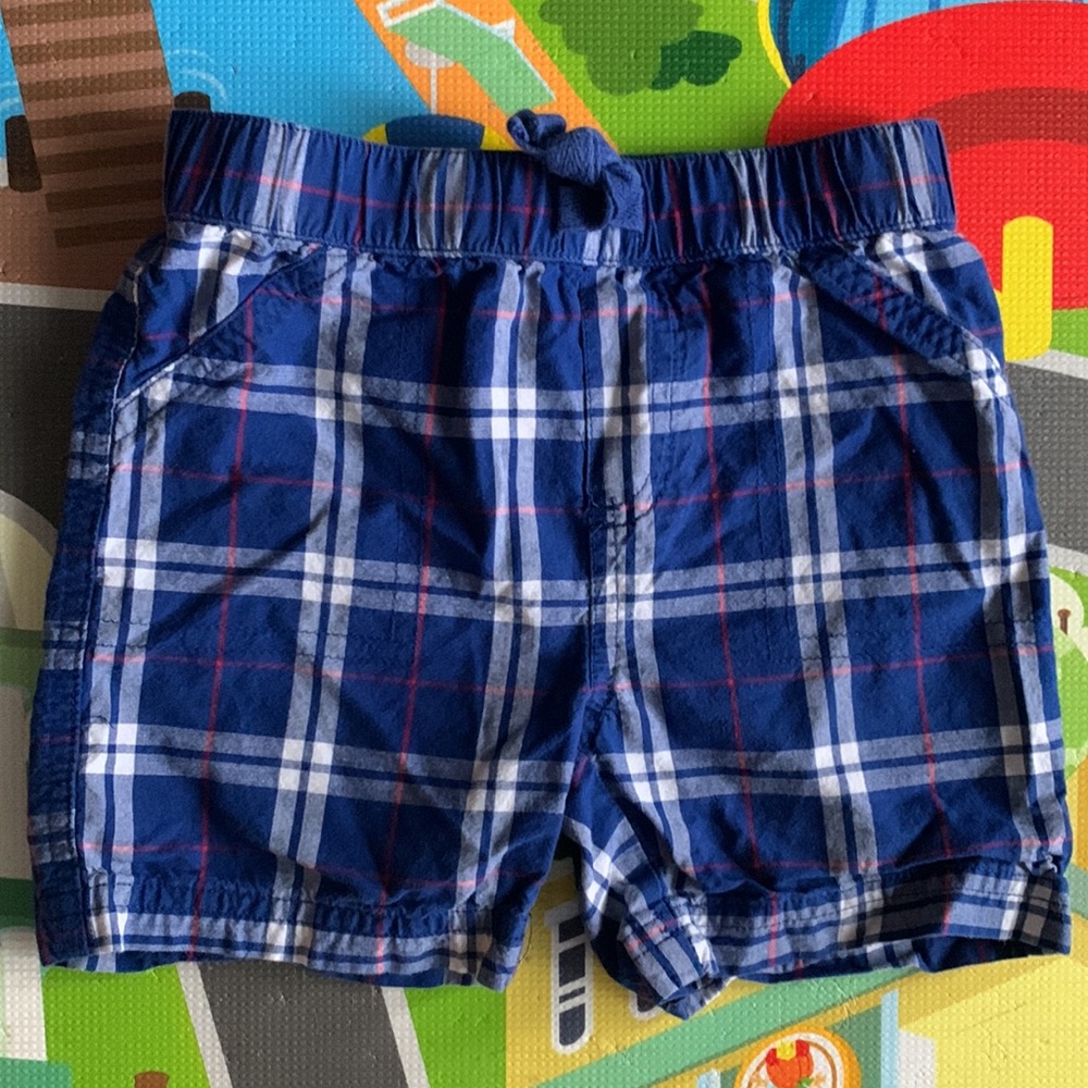 First Impressions Blue T-Shirt and Blue Plaid Shorts 18 Months - Picture 4 of 6